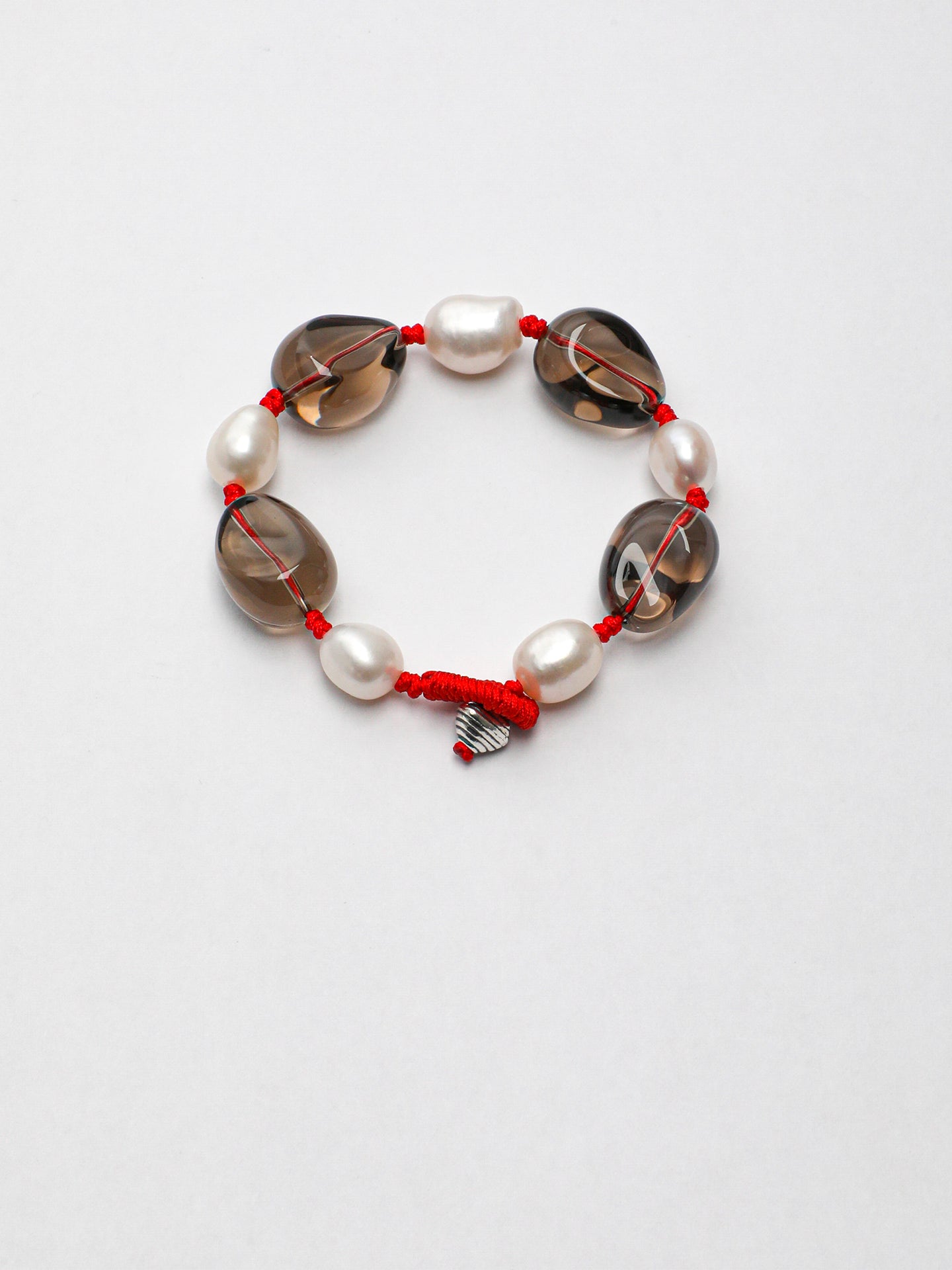 Red Cord Black Crystal Bracelet（4 Tea Crystals）